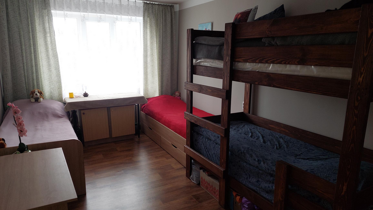 Tetiana Zasuha did not want to be photographed. There is the room, where she is living Tetiana Zasuha did not want to be photographed. There is the room, where she is living