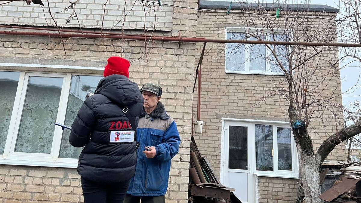 Mr Hryhorij from the village of Lozuvatka used the Caritas Czech Republic funds to repair his damaged windows Mr Hryhorij from the village of Lozuvatka used the Caritas Czech Republic funds to repair his damaged windows