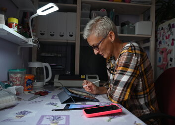 With the help of Caritas Czech Republic, Olesia creates games and books that teach children in Ukraine about their safety