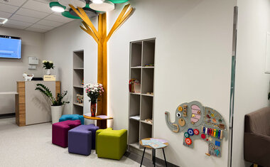 A centre resembles a playground rather than a hospital